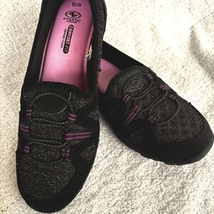 Avia Helvum Women's Slip-On Walking Shoes Memory Foam Black Purple 8.5W